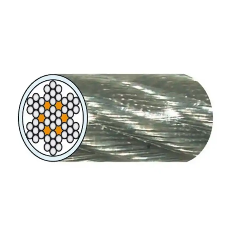 CÂBLE GALVA D.5,0/7,0 AM 7X7 PVC CRISTAL CRM 1780 kg LE METRE – 25m minimum Offre Limitée