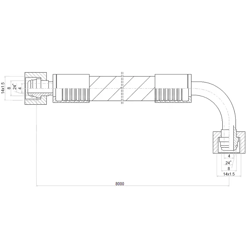 Achat Immédiat Conduite hydraulique DN6 1SN AK 8000mm M14x1.5 225bar